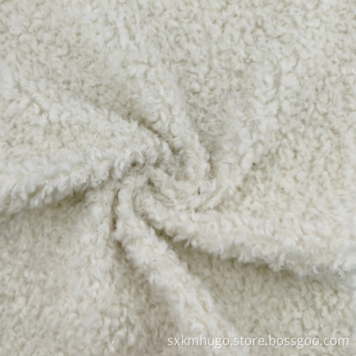 White Silver Thread Granular Velvet Bristle Carpet Fabric